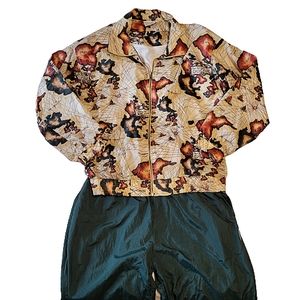 Pierre Cardin Vintage womens world map windbreaker jacket and joggers set size M
